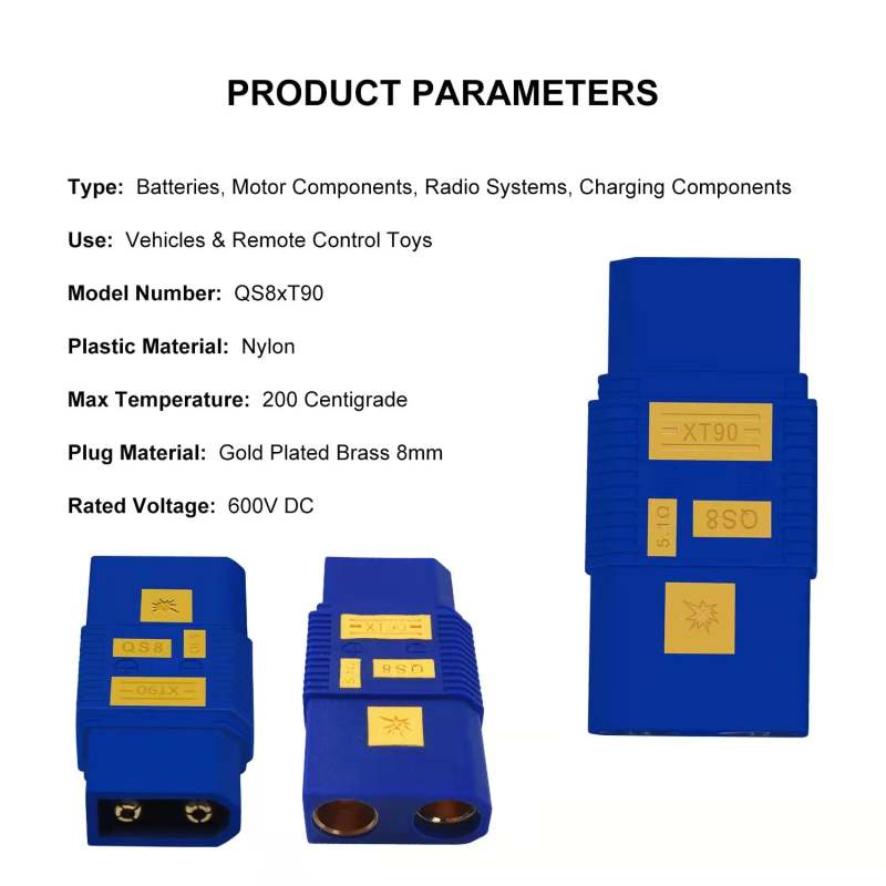 110A Large Current QS8 F to XT90 M Plug Anti-fire Lipo Battery Connector Gold-plated for eBike RC Plant Agriculture UAV Drone/Boat