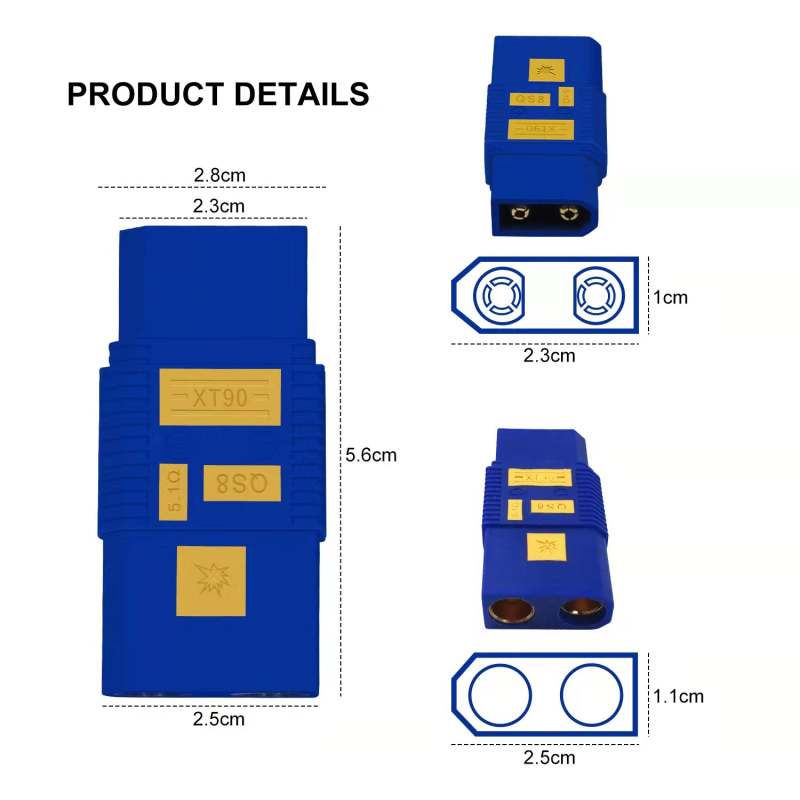 110A Large Current QS8 F to XT90 M Plug Anti-fire Lipo Battery Connector Gold-plated for eBike RC Plant Agriculture UAV Drone/Boat