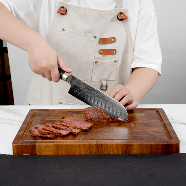 7 Inch Hot Sale 67 Layers Damascus Kitchen Santoku Knife With Wenge Wood Handle Damascus Steel Knife
