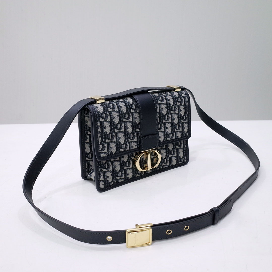 D1or Ladies Bag 30 Montaigne Small Bag Black Beige Oblique Jacquard 21 x 13.5 x 7cm
