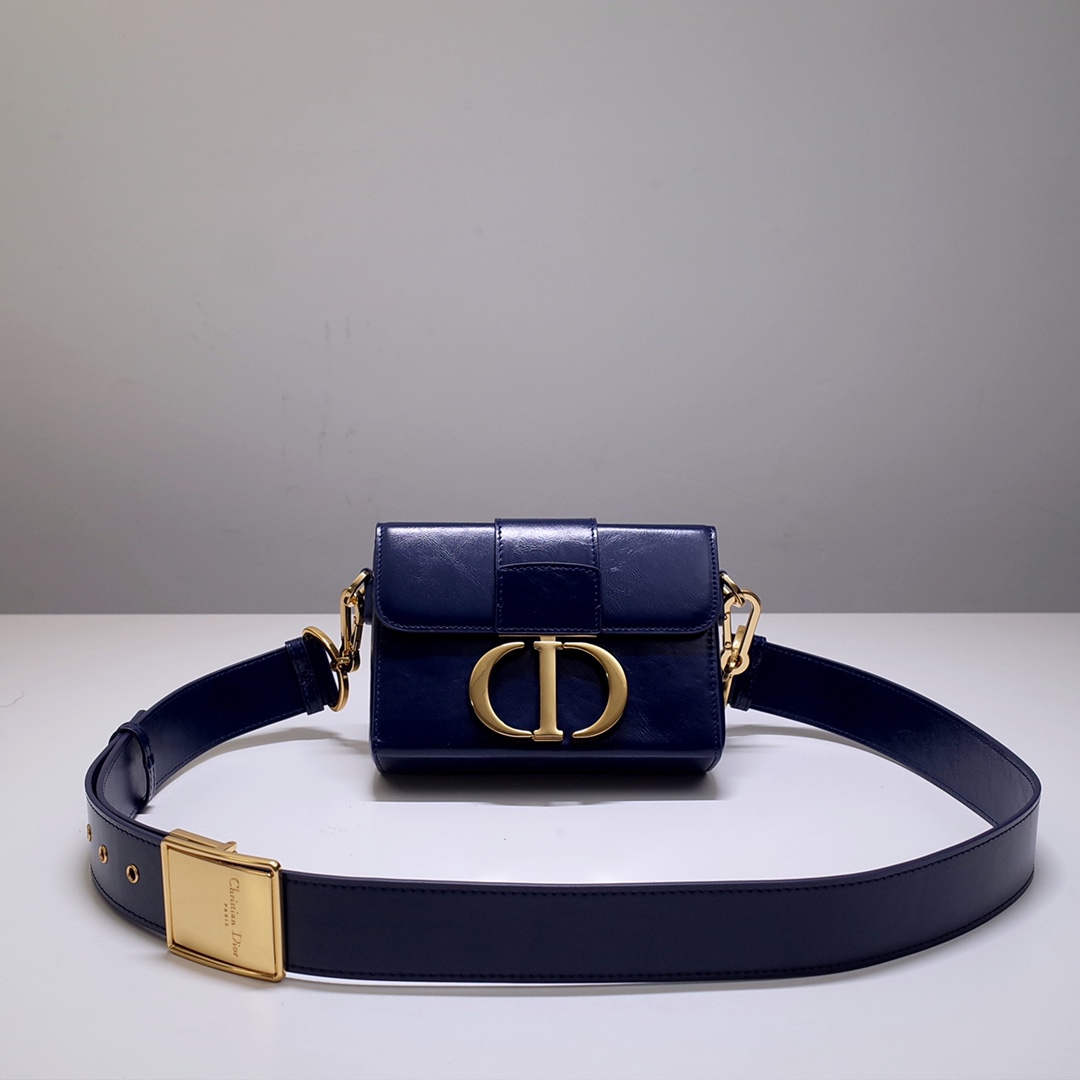 Dior Ladies Bag 30 Montaigne MiniBox 9008S Navy Leather 17.5*11.5*5cm