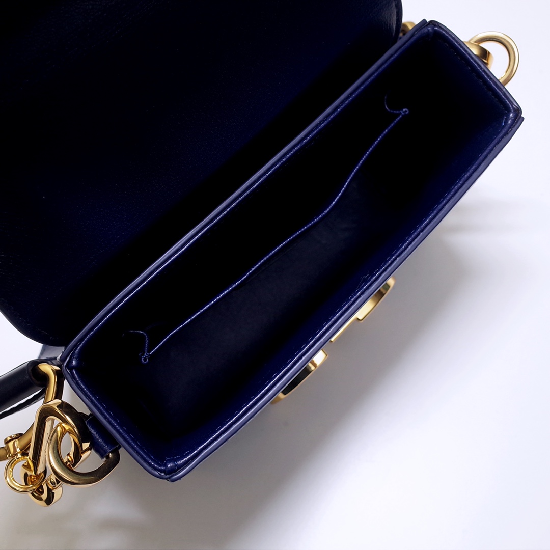 Dior Ladies Bag 30 Montaigne MiniBox 9008S Navy Leather 17.5*11.5*5cm