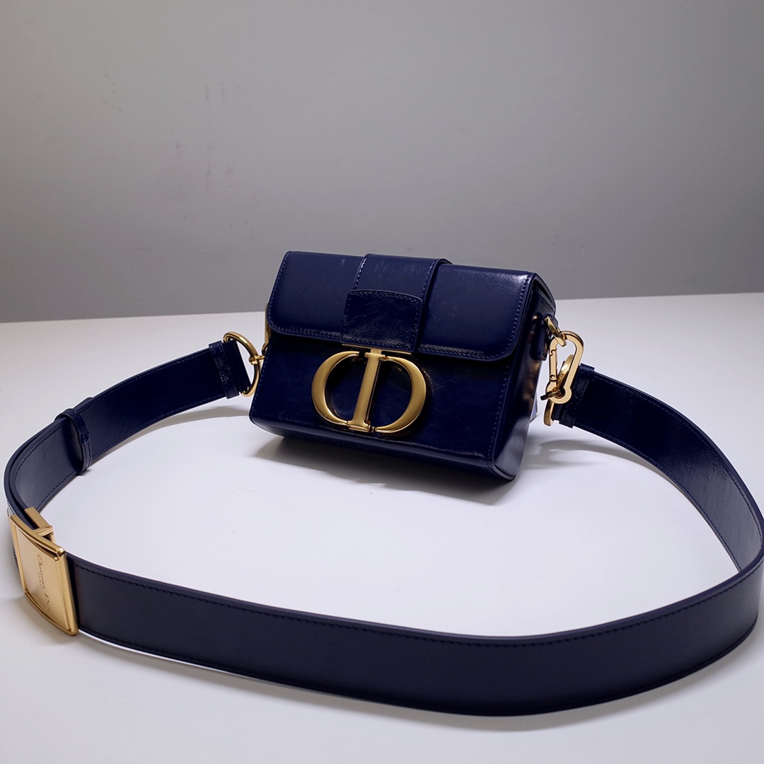 Dior Ladies Bag 30 Montaigne MiniBox 9008S Navy Leather 17.5*11.5*5cm