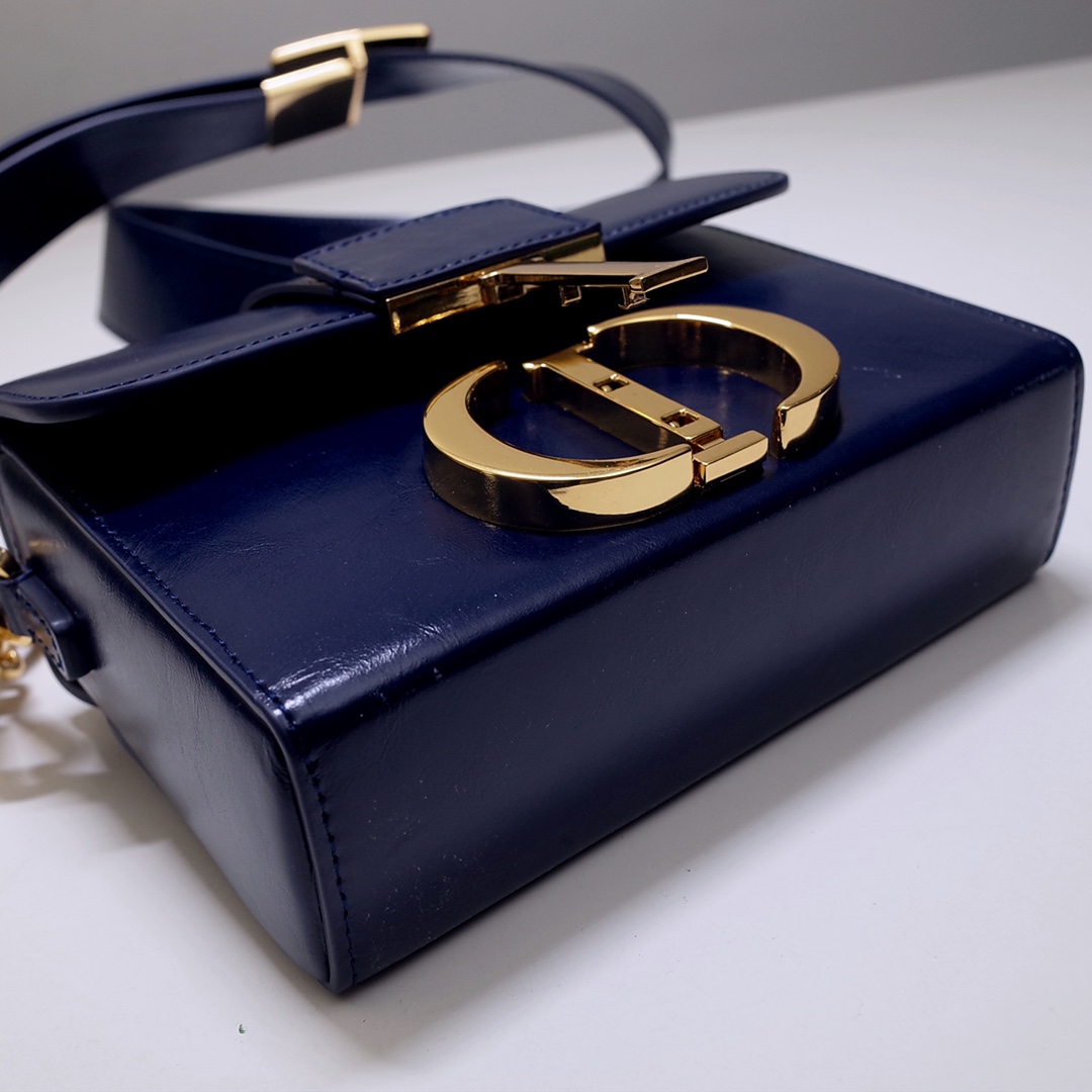 Dior Ladies Bag 30 Montaigne MiniBox 9008S Navy Leather 17.5*11.5*5cm