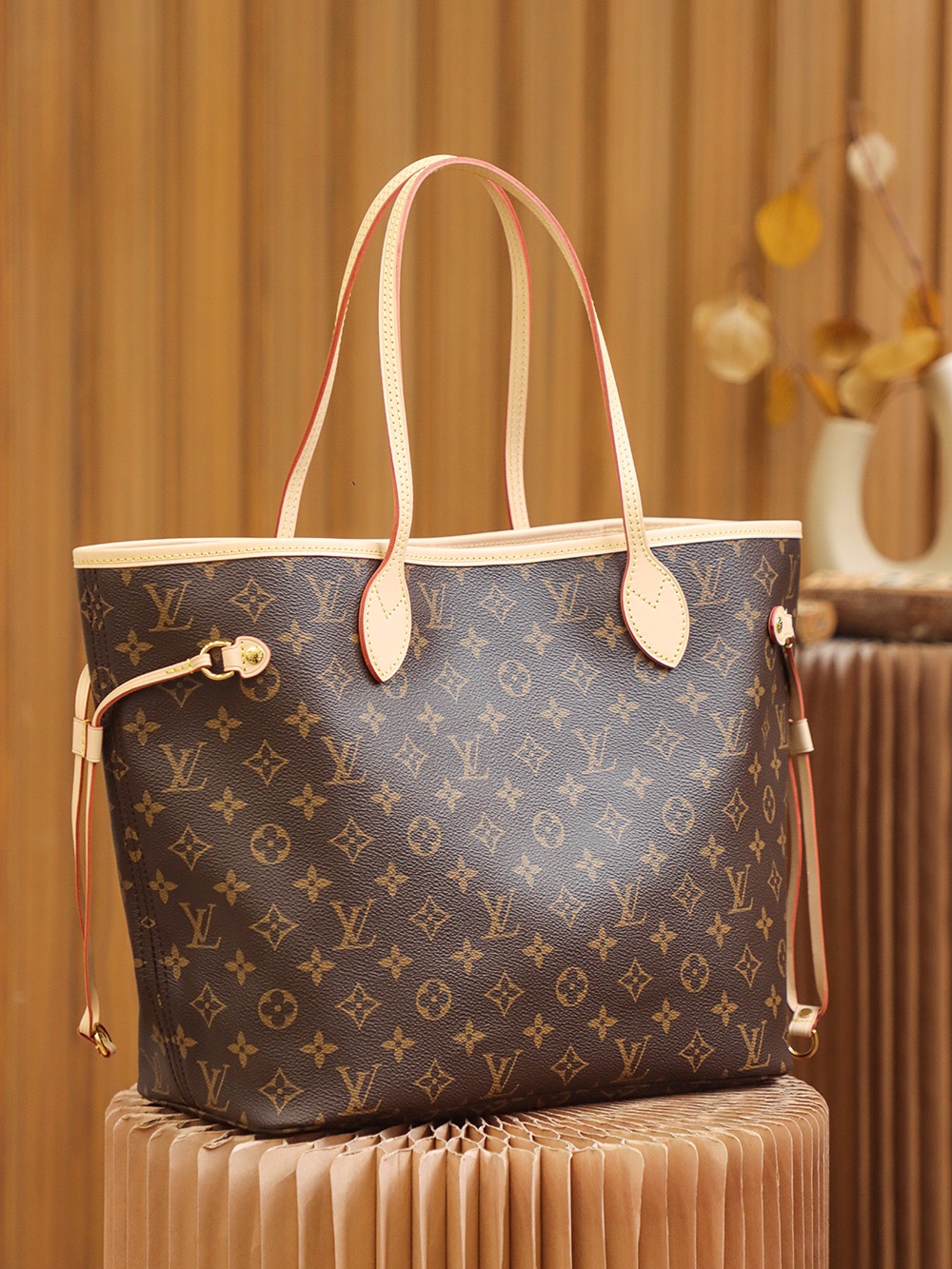 M41177 LV Neverfull MM Ladies Tote Bag Cherry 31x28x14cm