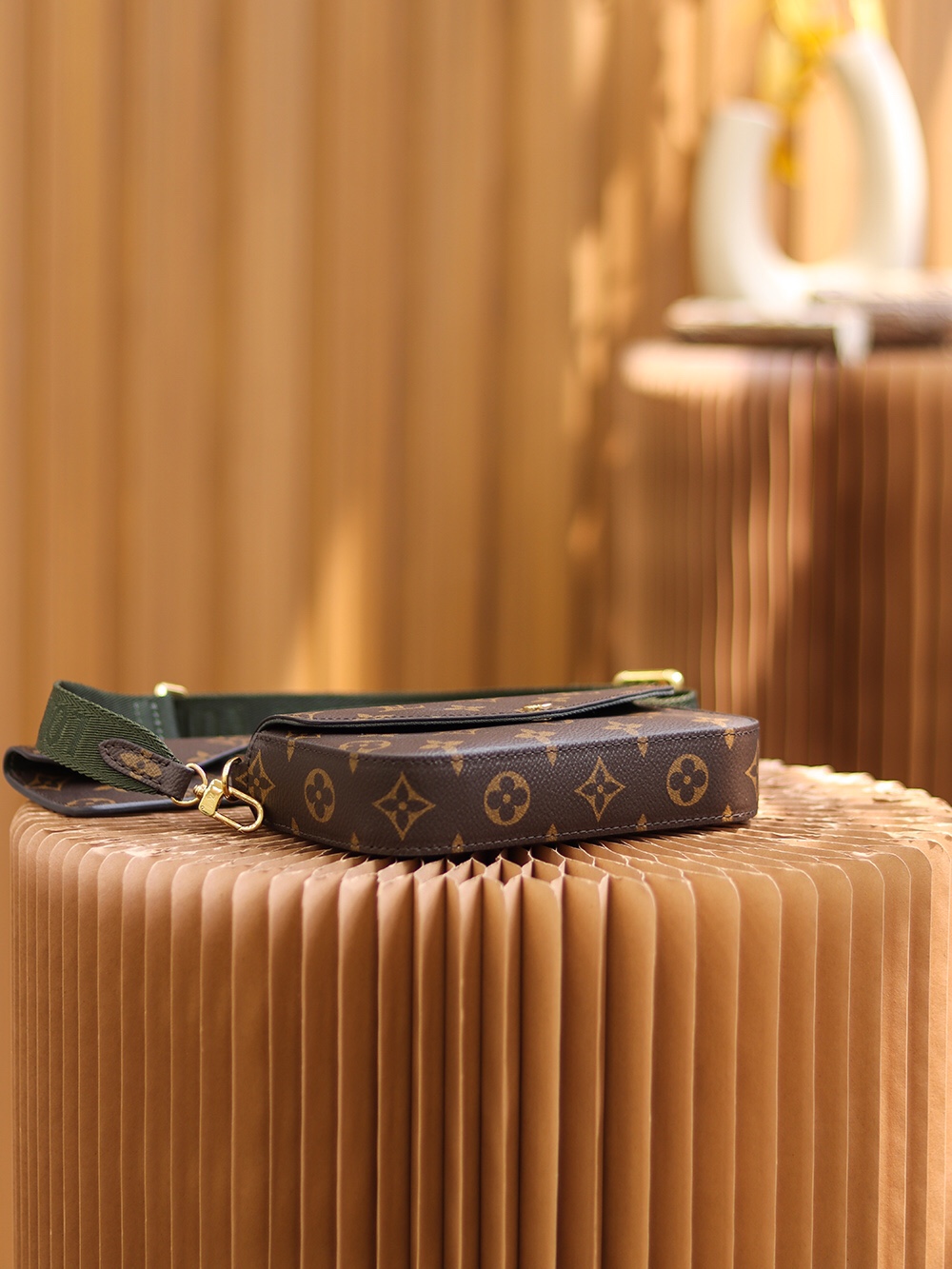 M80091 LV Félicie Strap &amp; Go Ladies Bag Monogram Khaki GreenEbony 17x9.6x3.5cm