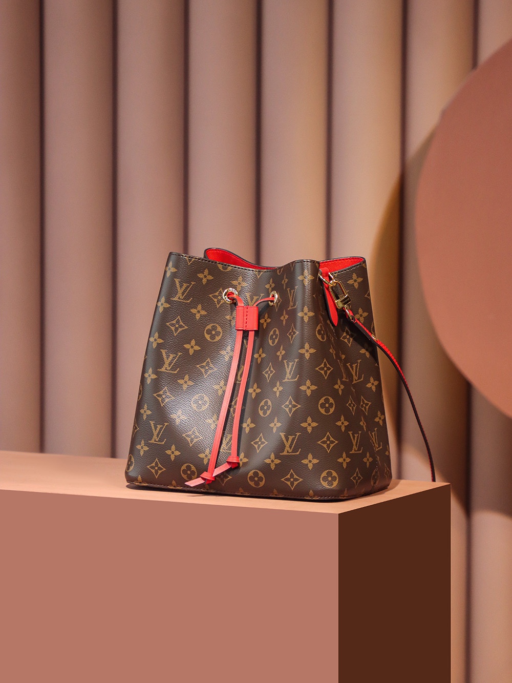 M44021 1V NéoNoé Bucket Ladies Bag Monogram Canvas Coquelicot 26x26x17.5cm