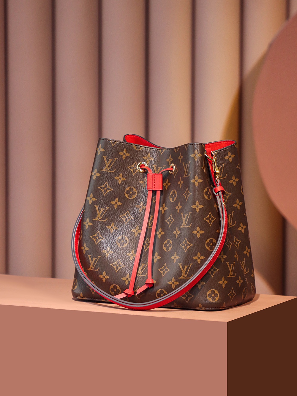 M44021 1V NéoNoé Bucket Ladies Bag Monogram Canvas Coquelicot 26x26x17.5cm