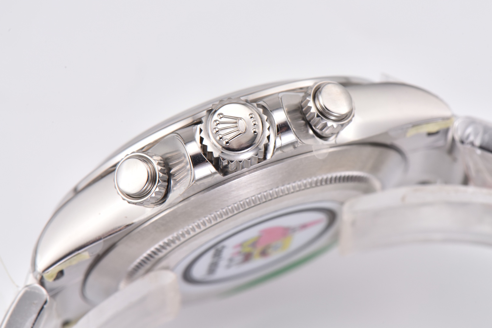 Ro1ex Daytona 40mm White Gold Bezel White Dial Steel Strap 116520