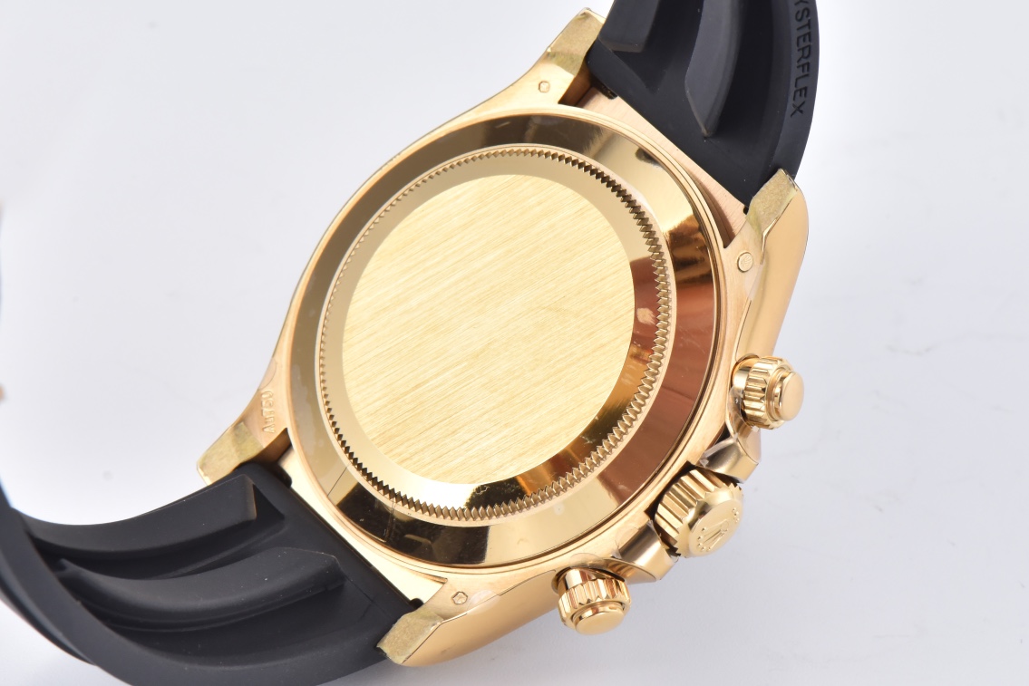 Ro1ex Daytona 40mm Gold Black Bezel Shell Diamond Dial Black Strap 116518