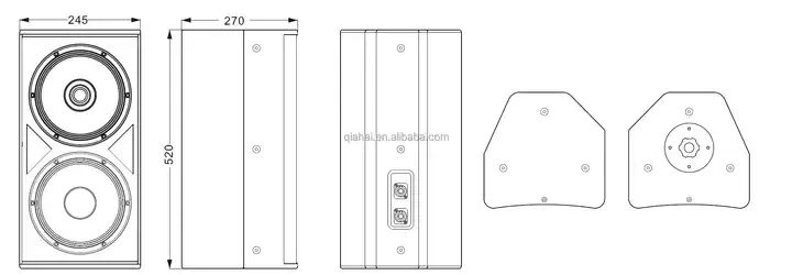 QIAHAI CT808 Low Price Double 8 inch Coaxial speaker rms 350w sound equipment full range two way pa loudspeaker box