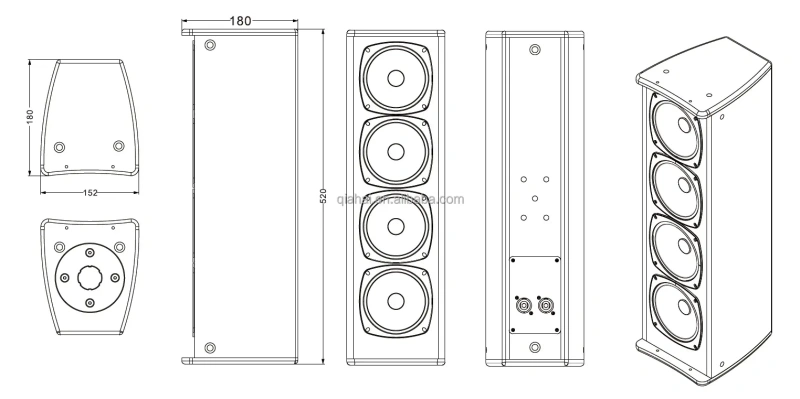 L44 Low Price 4 x 4.5 Inch Column Speakers Full Range Stereo Mid Bass Party Loudspeaker 4 Inch Speaker