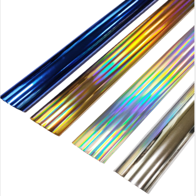 Stamped paper and leather holographic foils