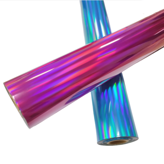 Color holographic foil stamped plastic foil