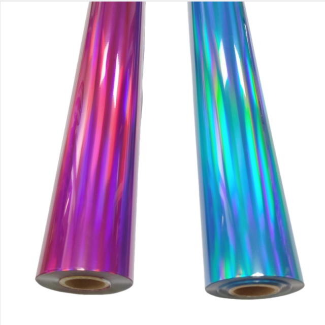 Color holographic foil stamped plastic foil