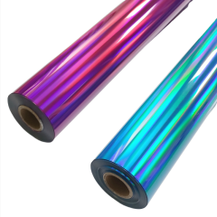 Color holographic foil stamped plastic foil