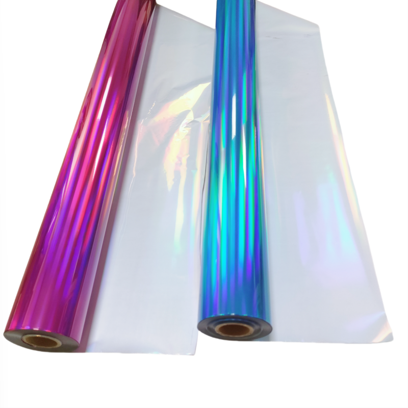 Color holographic foil stamped plastic foil