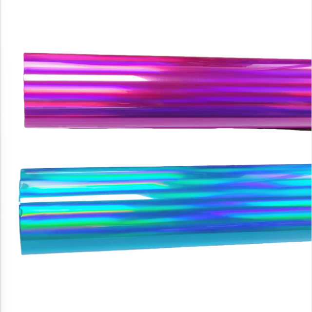 Color holographic foil stamped plastic foil