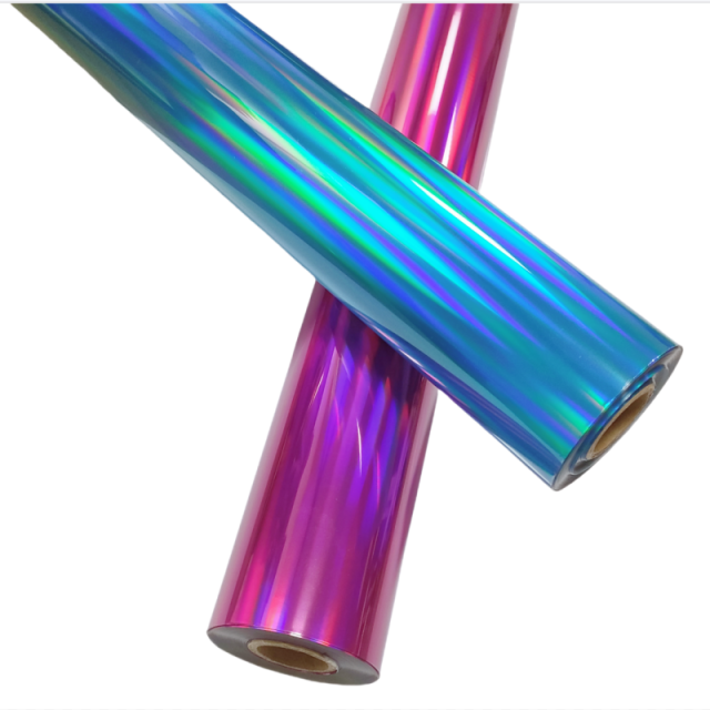 Color holographic foil stamped plastic foil