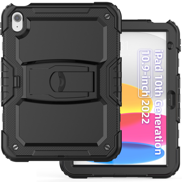 Simple Ipad Cover Heavy Duty Rugged Silicone Tablet Case For Ipad 10Th 10.9 2022 Shcokproof Cover With Built-In Kickstand Full Body Protective Ipad Case