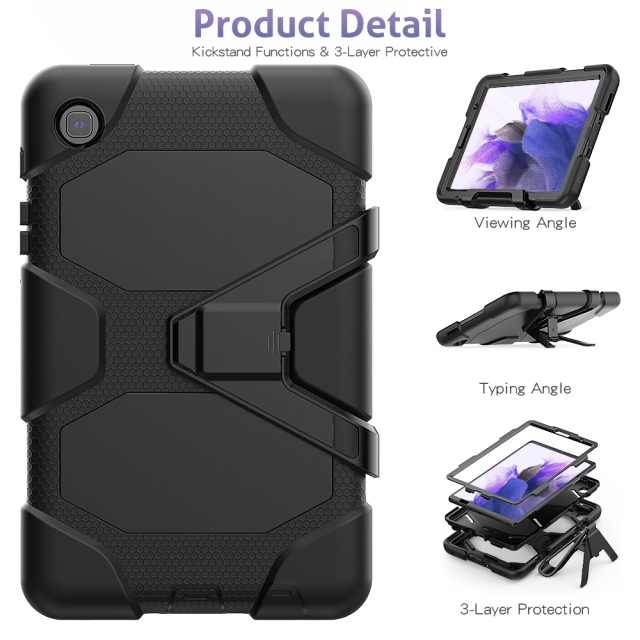 Shockproof  PC+silicon Samsung tab Case For Samsung A7 lite T220/T225 8.7 inch Protective Cover Heavy Duty Rugged Shockproof tablet Case With stand Ipad Case Full Body Protective  Factory direct supply