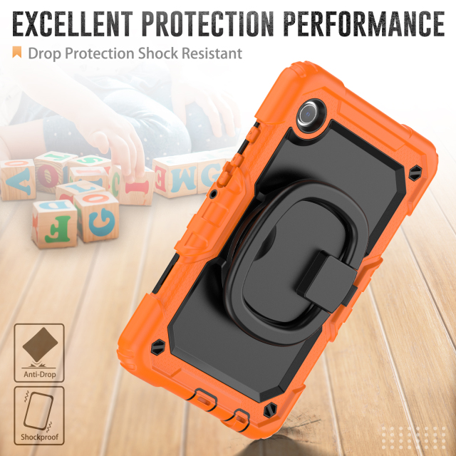 Factory Wholesale Tablet Case Built-In Kickstand Silicone Shockproof Rugged Case For Samsung Galaxy tab  A9 8.7Inch 2023 (SM-X115) Protective Cover With Rotating Hand Grip Samsung Tab Case
