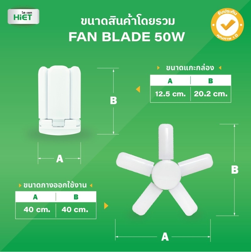HIET หลอด LED  led Fan Blade 50w