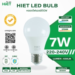 HIET หลอดไฟ LED BULB ขั้วE27 5W-15W ต่อไฟบ้าน 220V  LED LAMP 220V