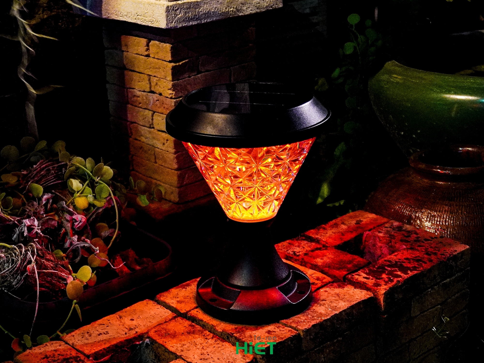 HIET Solar Light โคมไฟหัวเสา Round RGB + ขั้ว E14