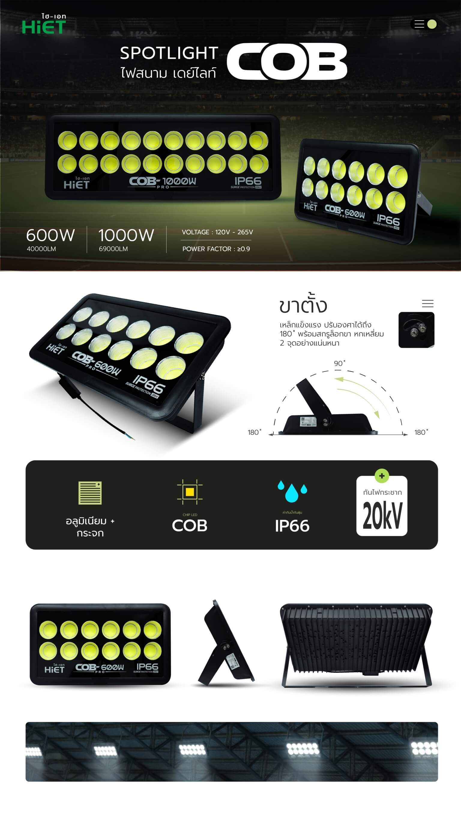HiET LED SPOTLIGHT ไฟสนาม DAYLIGHT