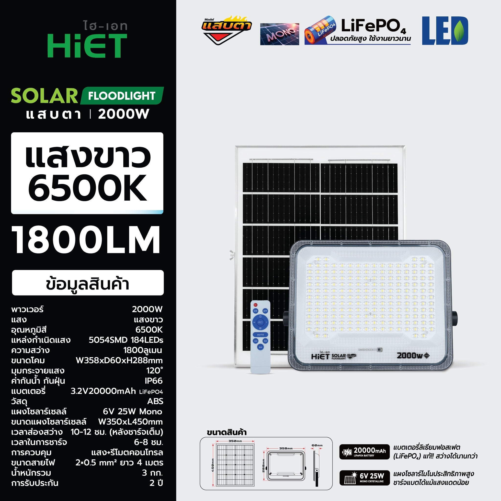 HIET Solar Floodlight รุ่น “แสบตา”