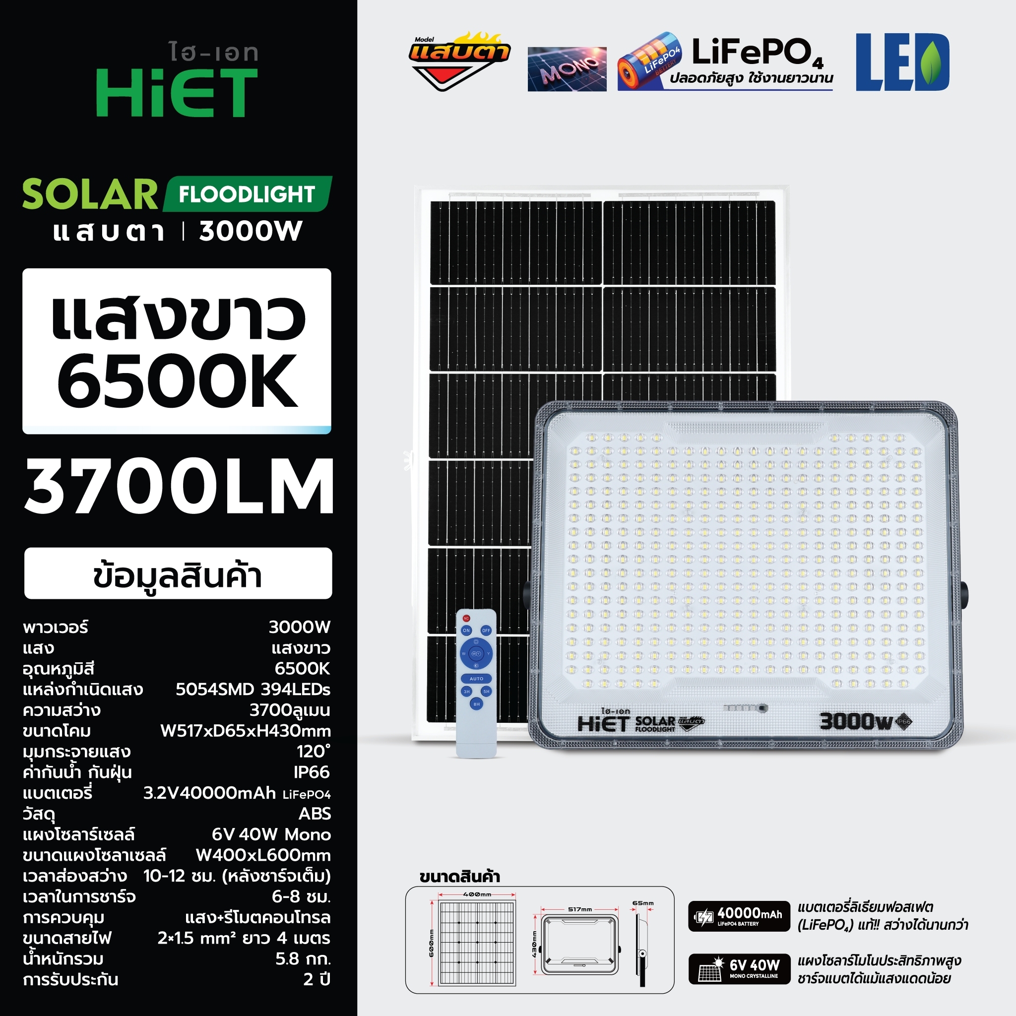 HIET Solar Floodlight รุ่น “แสบตา”