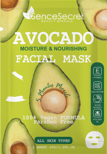 ECO-FRIENDLY Ceramide Avocado Oil Repair Vegan Face Sheet Mask for Face Skin Care