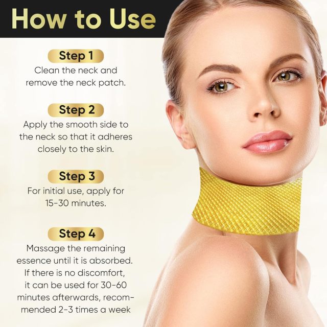 24K Gold Collagen Neck Patches for Neck Lines Removal, Firming Smoothing and Moisturizing