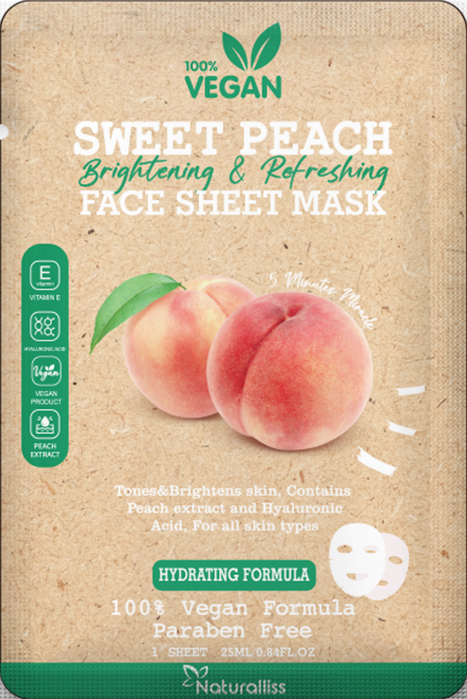 Eco-Friendly Biodegradable Kiwi Fruits Brightening Skin Vegan Face sheet mask