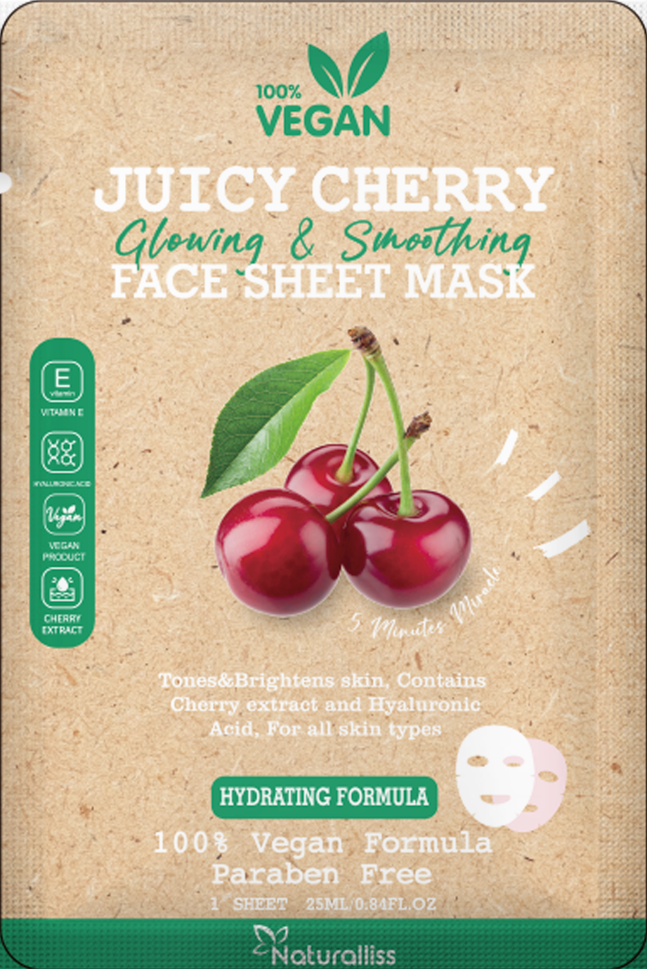 Hyaluronic Complexes Multi-Vitamins Vegan Collagen Boosters and Probiotics Watermelon Face sheet mask