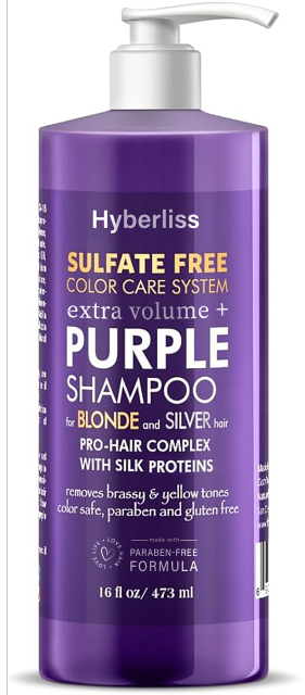 HYBERLISS purple shampoo-Sulfate Free Brass Toning Purple Shampoo and Conditioner Set for Blonde, Bleached, Silver, or Brown Highlighted Hair