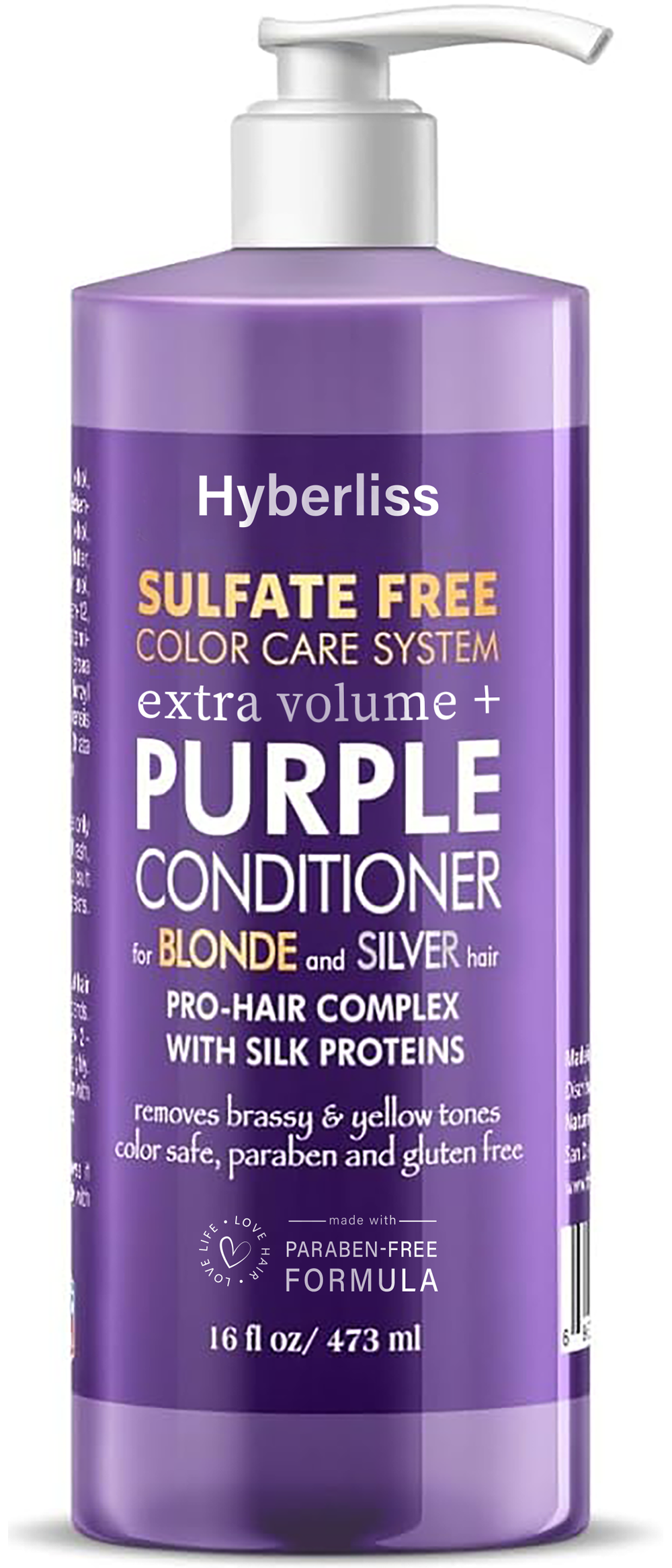 HYBERLISS purple shampoo-Sulfate Free Brass Toning Purple Shampoo and Conditioner Set for Blonde, Bleached, Silver, or Brown Highlighted Hair