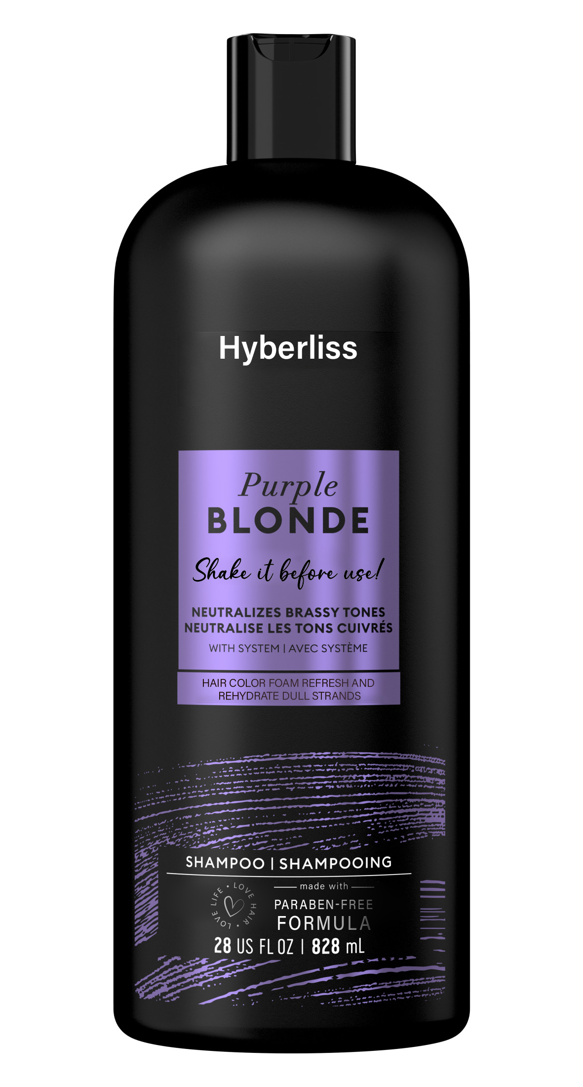HYBERLISS purple shampoo-Sulfate Free Brass Toning Purple Shampoo and Conditioner Set for Blonde, Bleached, Silver, or Brown Highlighted Hair