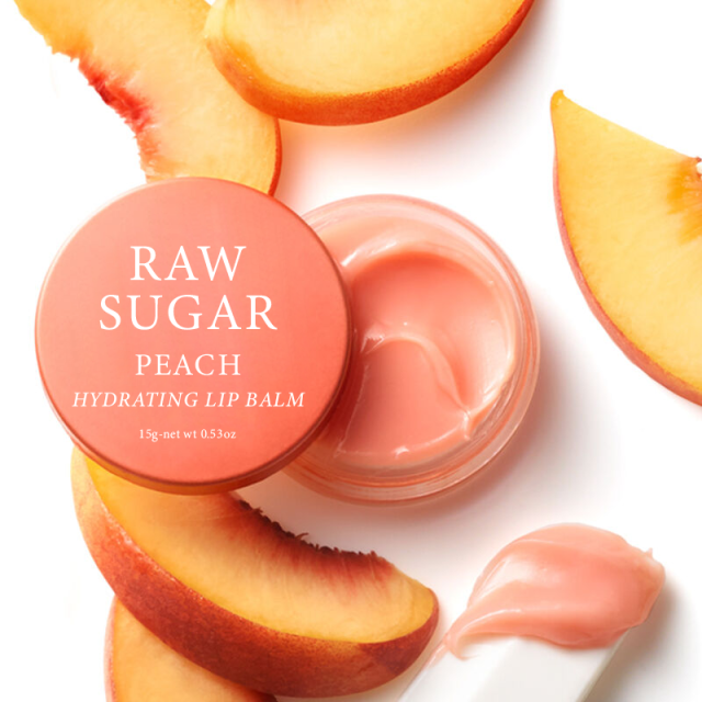 RAW SUGAR PEACH HYDRATING LIP BALM-Vegan Formula, Hydrating, Natural Finish, Cruelty Free, Made for Peach, 1 Count
