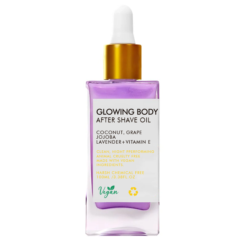 GLOWING BODY AFTER SHAVE OIL-Luxurious Body Moisturizer for Dry Skin, Massage Oil, Bath and Shower Oil, Carrier Oil for Essential Oils and Aromatherapy