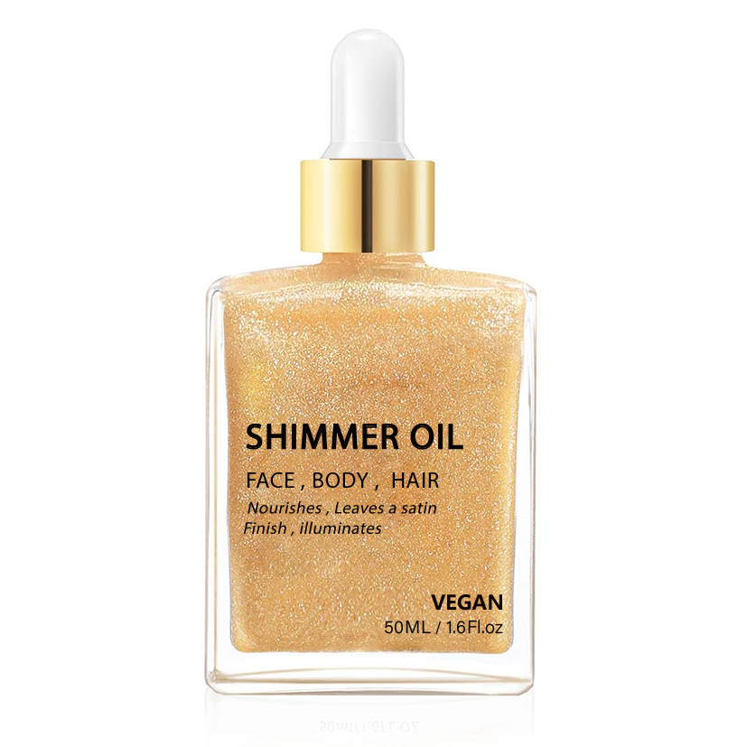 BODY SHIMMER OIL-Waterproof Long Lasting Moisturizing Bronze Body Luminizer Glow For Face & Body, Liquid Illuminator Body Highlighter