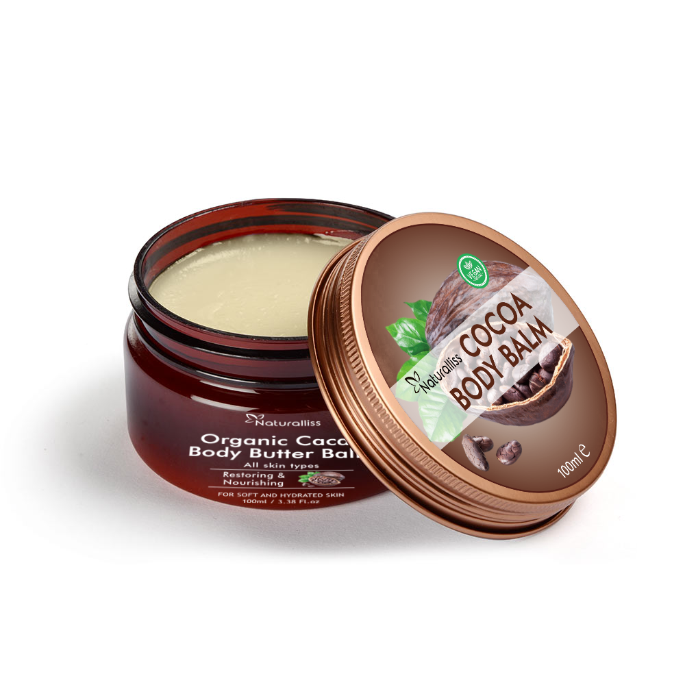 Organic Cacao Body Butter Balm-- Unrefined, 100% Pure, Food Grade - Use for Cocoa Lip Balm, Stretch Marks Cream, Cacao Butter Cream