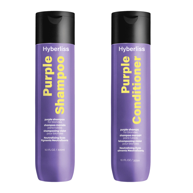 HYBERLISS purple shampoo-Sulfate Free Brass Toning Purple Shampoo and Conditioner Set for Blonde, Bleached, Silver, or Brown Highlighted Hair