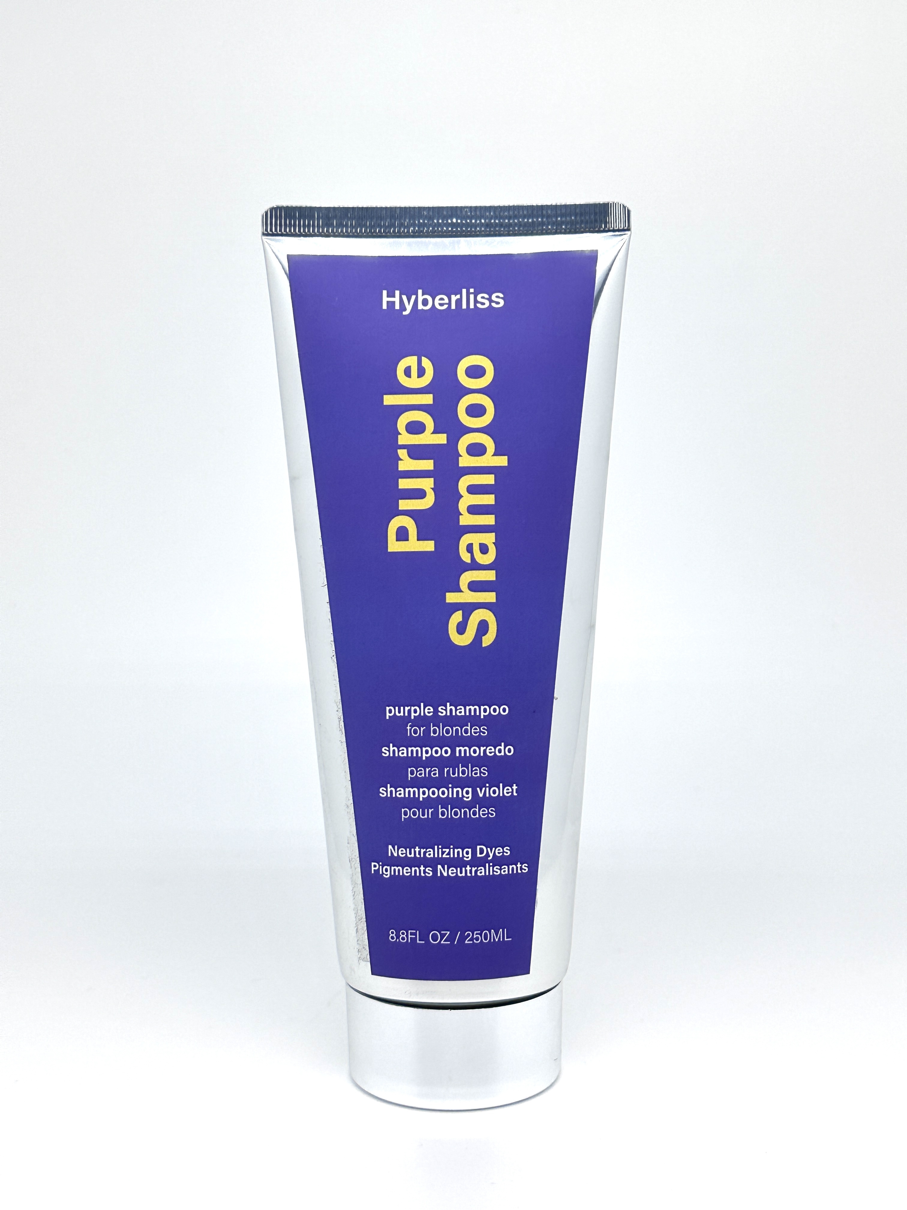 HYBERLISS Purple Shampoo & Conditioner-Set for Blonde, Brunette, Silver + Gray Hair, Anti Brass + Yellow Tones, Safe for Color Treated Hair, Sulfate Free Toning Shampoo Conditioner