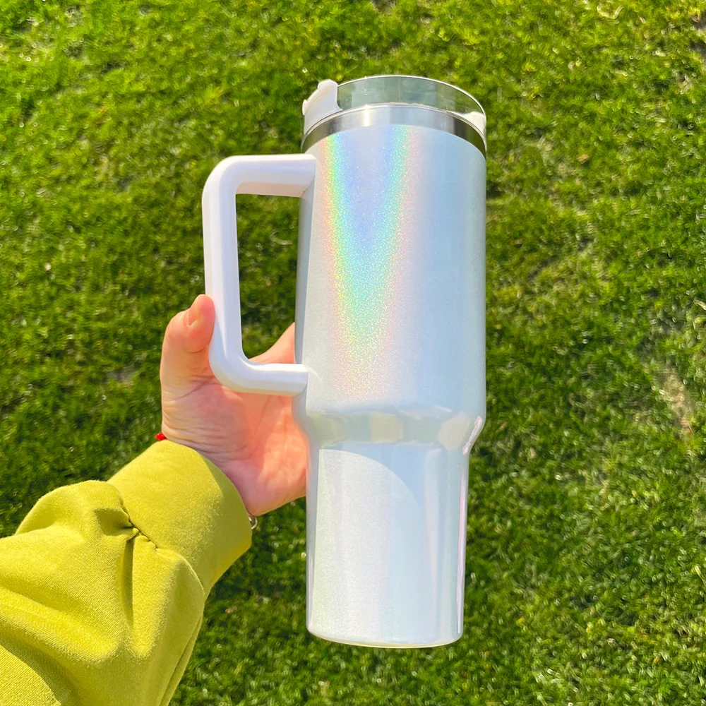 40oz shimmer sublimation  tumblers with handle