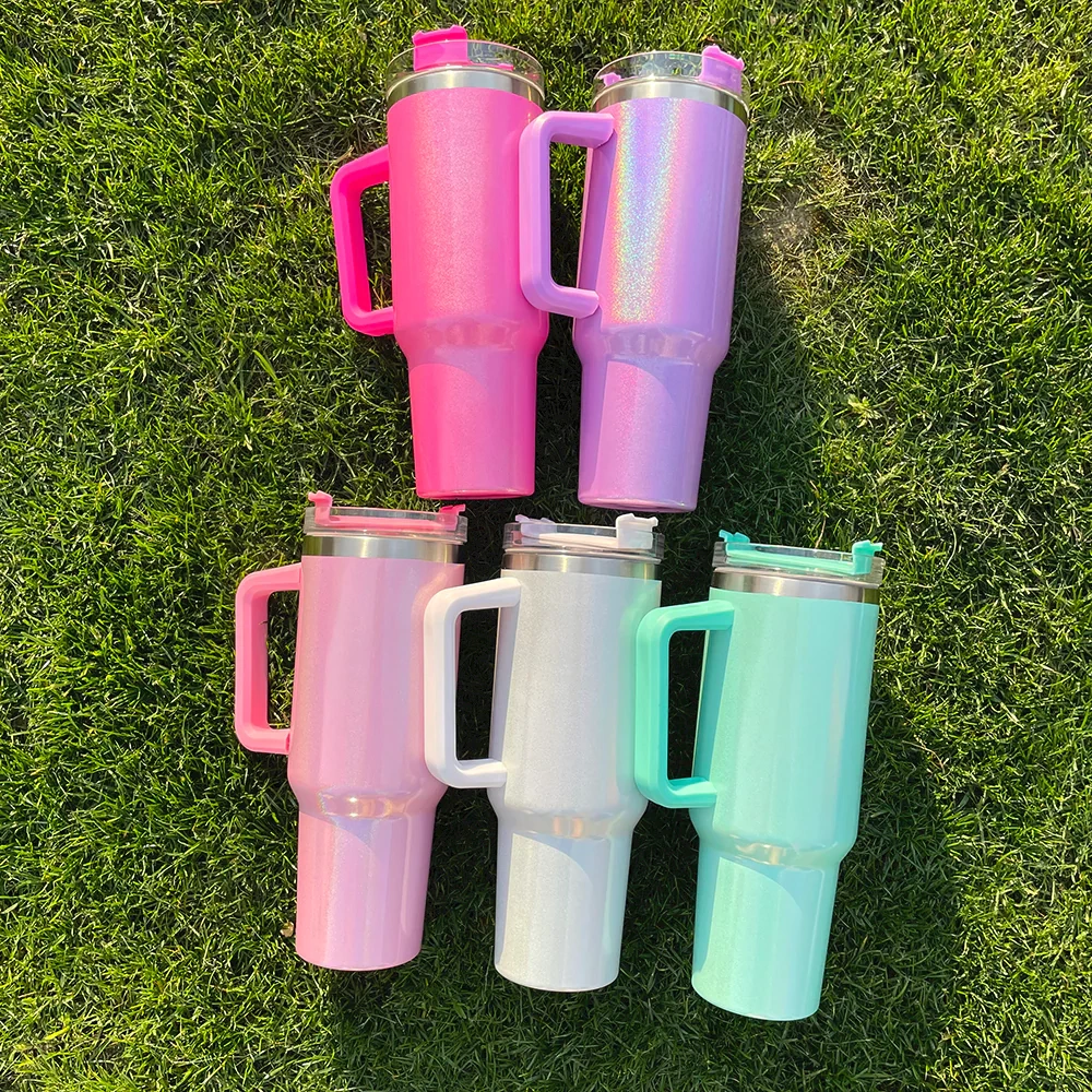 40oz shimmer sublimation  tumblers with handle