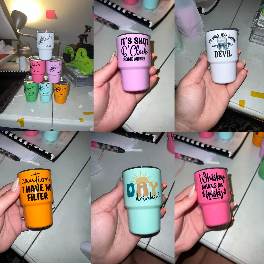 2oz mini sublimation shot glass blank tumblers with lids and straw