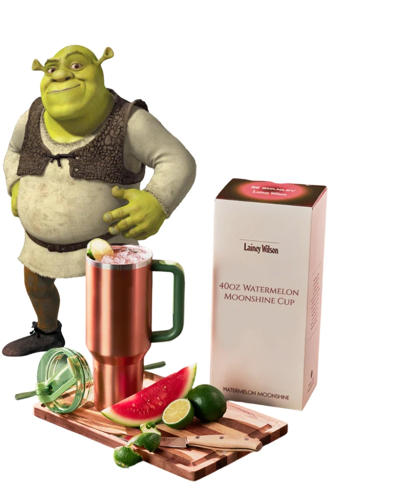 40oz Watermelon Moonshine Cup H2.0 Matte Sublimation Stanley-style Lainey Wilson Qunecher tumblers
