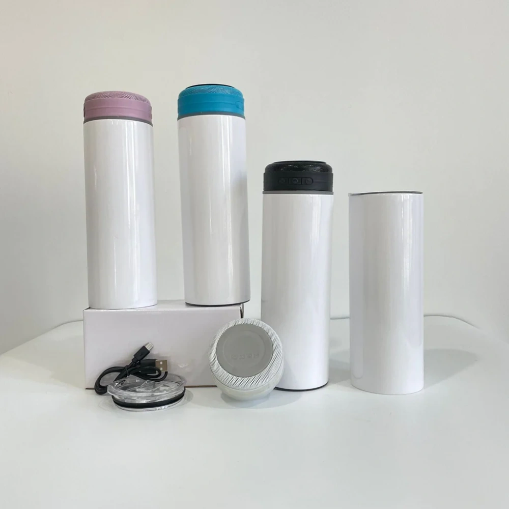 20oz Sublimation Blank Speaker Tumblers with plastic straws